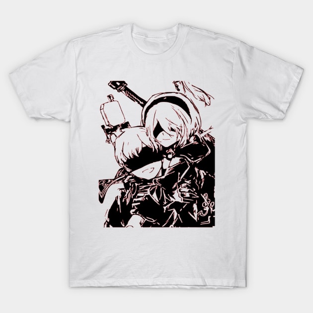 Nier Automata 2B and 9S T-Shirt by OtakuPapercraft